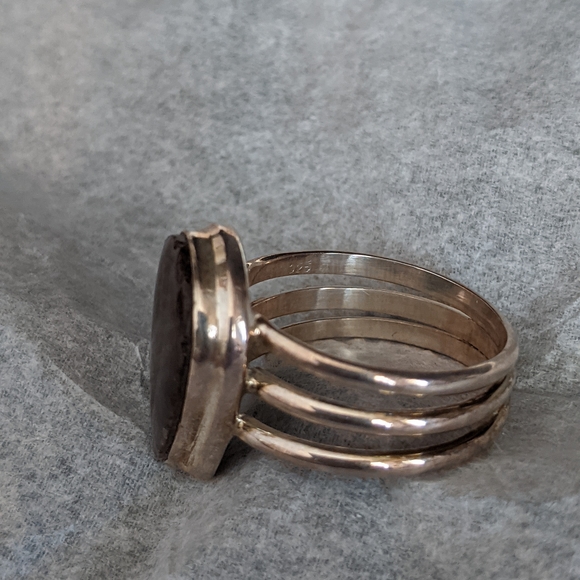 Natural Ammolite, 925 Silver Ring, size 10 - Picture 7 of 12